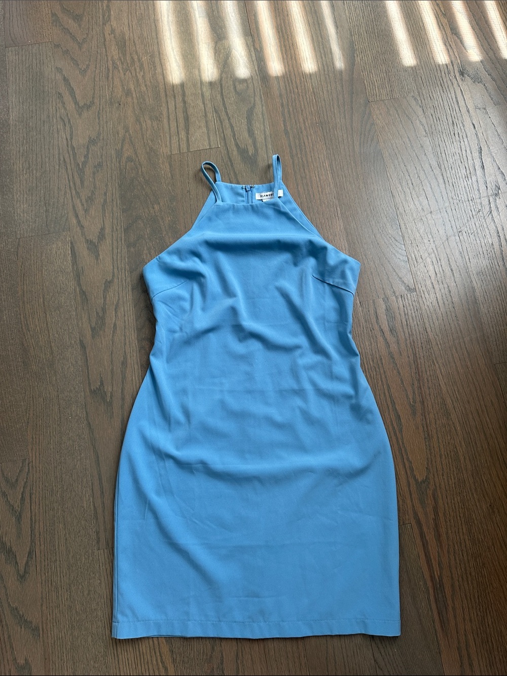 Powder Blue high neck structured Light Blue Sleeveless Top